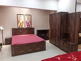 Don't afraid to use teak design decor because the modern and high class look still come if you add lighting sets. Utsav Furniture Neppa Bedroom Set With Raw Teak Finish Amazon In Home Kitchen