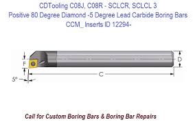 C08j C08r Sclcr Sclcl 3 Boring Bars Carbide Positive 80 Degree Diamond 5 Degree Lead Ccm_ Inserts Id 12294