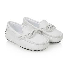 Tods Chalk White Leather Textured Moccasins