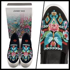 Johnny Was Vinny Butterfly Embroidered Loafer Nwt