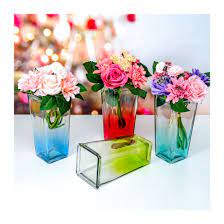 Clear Glass Cube Shaped Vase