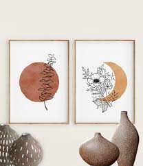 Terracotta Sun And Moon Print Set Of 2