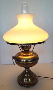 Vintage Brass Oil Lamp Milk Glass Shade