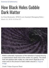 Thus, it's natural to ask how the presence of this baryonic matter affects the collapse process. What Happens To Dark Matter In A Black Hole Quora