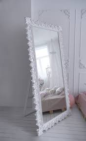 Wooden Decorated White Vintage Mirror