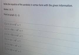 Equation Of The Parabola In Vertex Form