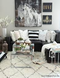 silver black and white living room