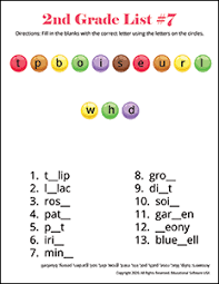 2nd grade spelling worksheet for list 7