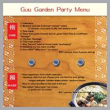 guu garden party menu guu izakaya