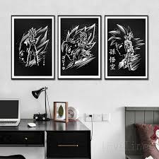 Dragon ball z art black and white. Unframed Anime Figure Dragon Ball Z Goku And Vegeta Artwork Painting Black White Minimalist Art Wall Picture For Living Room Decor Wish