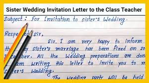 sister wedding invitation letter to the