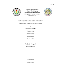 Documents similar to qualitative research: Doc The Perception Of Humss Student In The School S Preparedness In Teaching Korean Language Acknowledgement Jenalyn Cullen Academia Edu