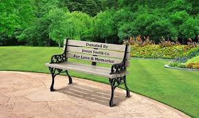 Classic Memorial Bench With Color Inlay