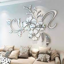 portable wall stickers 3d mirror flower