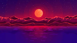 2560x1440 moon rays red e sky