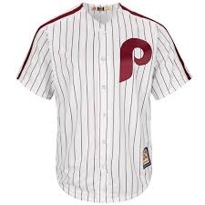 Mens Majestic Philadelphia Phillies White Maroon Pinstripe Cool Base Cooperstown Jersey