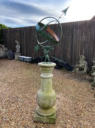 hand carved solid stone armilliary sundial