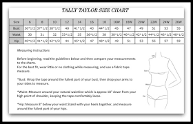 Clean Tally Taylor Size Chart 2019