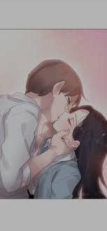 pionate anime couple kiss