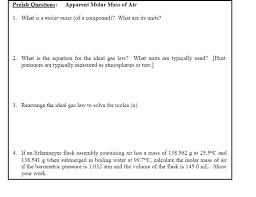 Solved Relab Questions Apparent Molar Mass Of Air 1 Wha