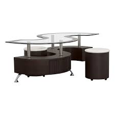 Coffee Table With Stools In Cappuccino