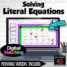 Literal Equations Digital Matching Plus