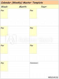 Calendar Weekly Master Template Free To Fill In On Your Demand