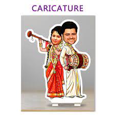 caricature with wedding couple to