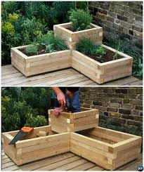 Diy Corner Wood Planter Raised Garden