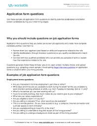 Job Application Form Questions Workable