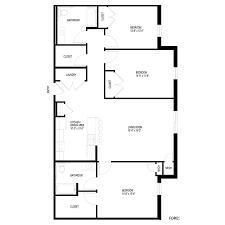 3 bedroom corridor floor plan