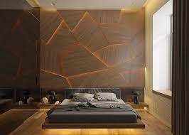 Geometric Back Lit Wood Accent Wall