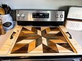 Barn Wood Rustic Contemporary Quilt Block Stove Top Noodle Board ...