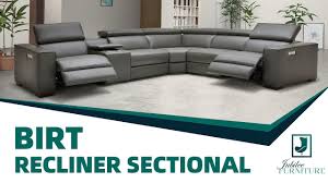 birt anthracite grey leather sectional