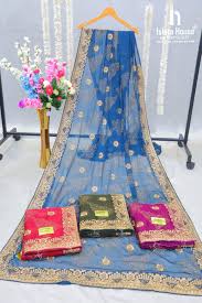 elegant blue embroidered sarees set