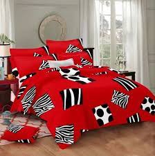 Red Printed Kids Room Bedding Set For