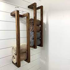 Towel Rail Wall Mounted Wooden Towel