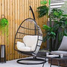 Rattan Egg Chair Black Garden Chic