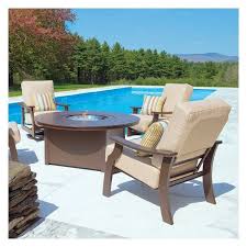 Round Outdoor Fire Pit Dining Table With Marine Grade Polymer Top 96