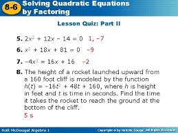 solving quadratic equations 8 6 by