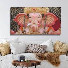 Cute Lord Ganesha Canvas Wall Painting