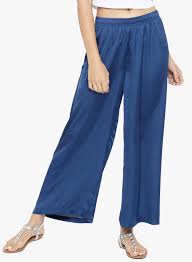Go Colors Blue Solid Wide Leg Palazzo
