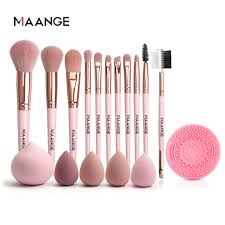 maange 11pcs pink makeup brushes set