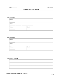 texas bill of form pdf word