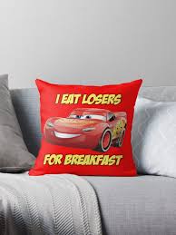 Lightning Mcqueen From Cars Throw Pillow By Normanlikescats Redbubble