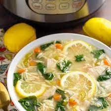 Instant Pot Lemon Chicken Orzo Soup gambar png