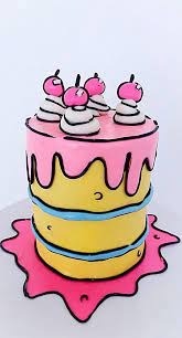 50 Cute Comic Cake Ideas For Any Occasion Pink Cartoon Cake gambar png