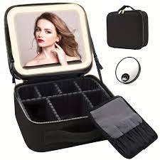 mirror led lighted makeup train case