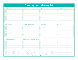Blank Room By Room Cleaning Checklist