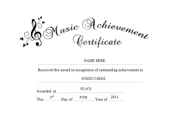 Music Award Certificate Template Music Achievement Certificate Free